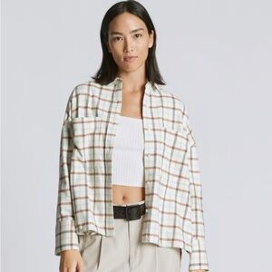NWT Everlane Women's 100% Cotton The Boxy Flannel Shirt Size XS